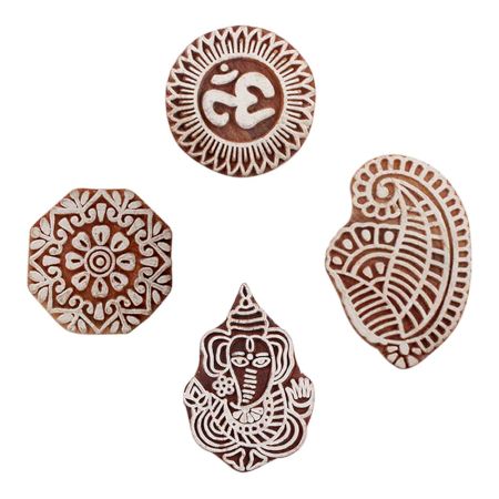 Set of 4 Piece New Mix Wooden Printing Blocks